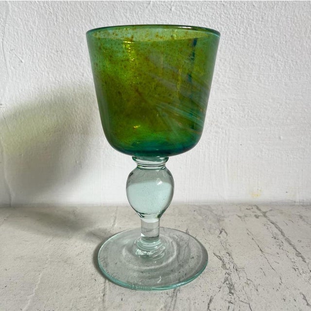Blue Green Wine Glass, 1974 For Sale - Image 8 of 8