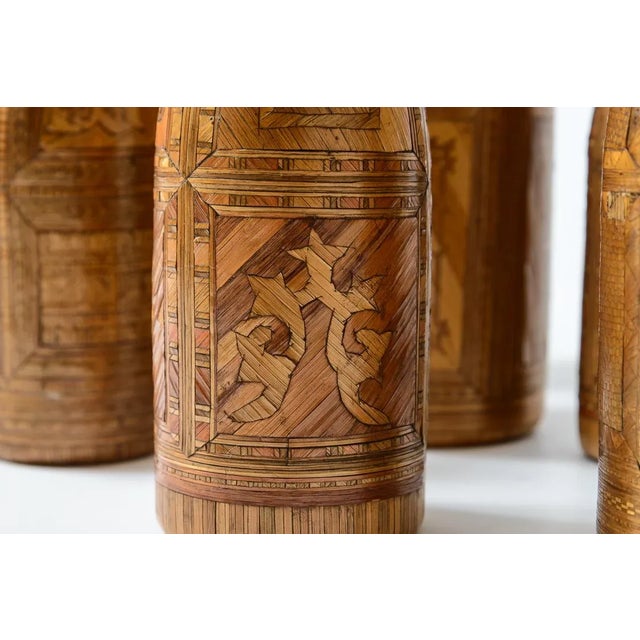 Glass Napoleonic Collection of Straw Art on Glass Bottles, 18Th C. Set of 7 For Sale - Image 7 of 12