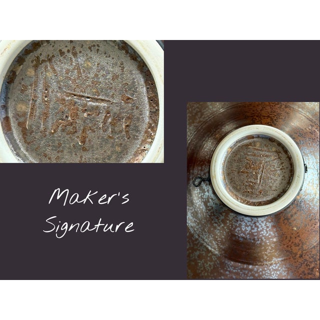 Monumental Signed Raku Pottery Bowl-Wall Hanging-Studio Art Centerpiece-Modern For Sale - Image 6 of 10