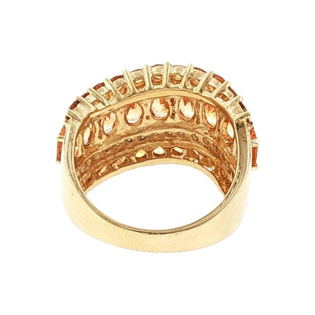 Modern Late 20th-Century 14k Yellow Gold Spessartite Garnet, Citrene and Diamond Ring, Size 8 For Sale - Image 3 of 4