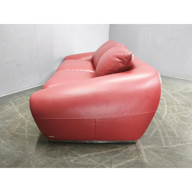Metal Italian Red Leather Sofa by Divanotti, Postmodern, 1990s For Sale - Image 7 of 18