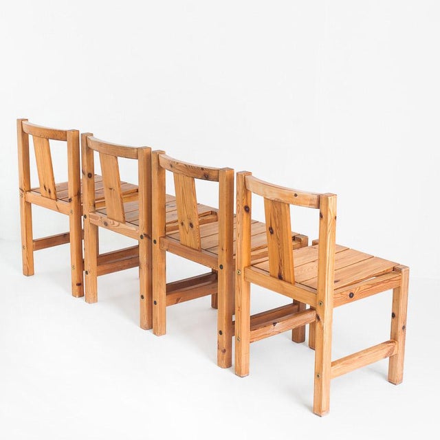 1970s Vintage Dining Chairs and Bench in Pine from Sotka Oy, Finland, 1970s, Set of 5 For Sale - Image 5 of 16