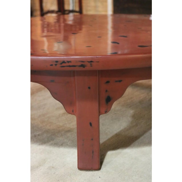 Japanese Red Lacquer Round Table For Sale - Image 3 of 5