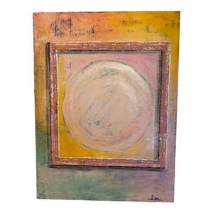 Paul Fontana Contemporary Abstract Painting – Textured Circle Composition, Signed