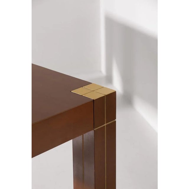 Brown Italian Table with Brass Edges in the style of Renato Polidori, 1980s For Sale - Image 8 of 10