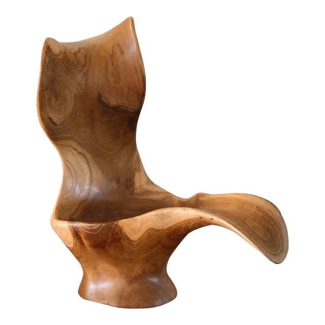 Mid 20th Century Abstract Carved Wood Bowl For Sale