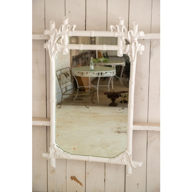 Gampel-Stoll Hollywood Regency Mirror, White Faux Bamboo, Italy, 1960s For Sale In New York - Image 6 of 13