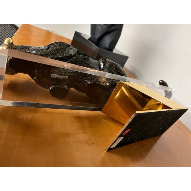Black Vintage 1970s Italian Panther on Lucite Stand For Sale - Image 8 of 9