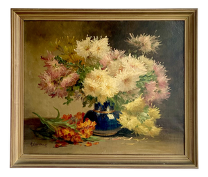 E. Coppenolle, Floral Still Life, 1800s, Oil on Canvas, Framed
