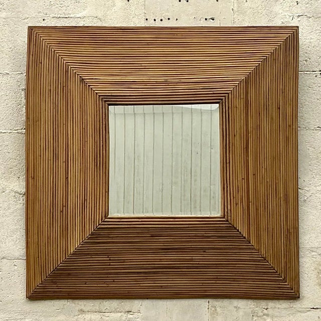 Wood Vintage Coastal Pencil Reed Mirror For Sale - Image 7 of 8