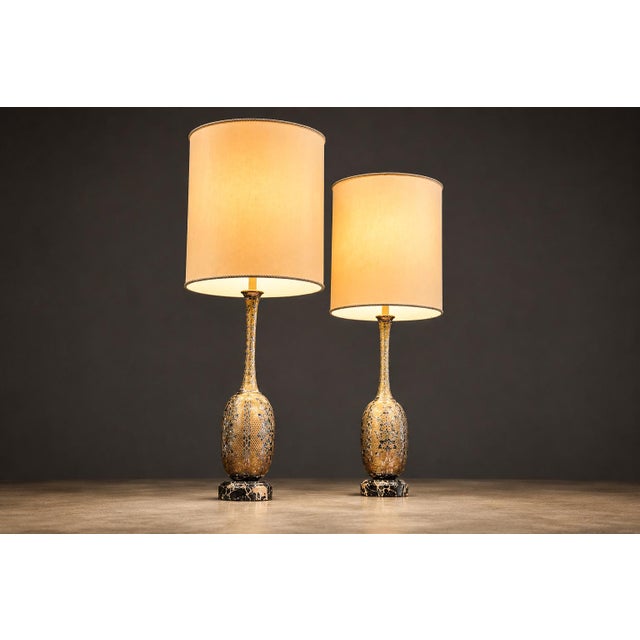 Brass 1930s Art Nouveau Table Lamps in Metal, Brass and Marble - a Pair For Sale - Image 8 of 16