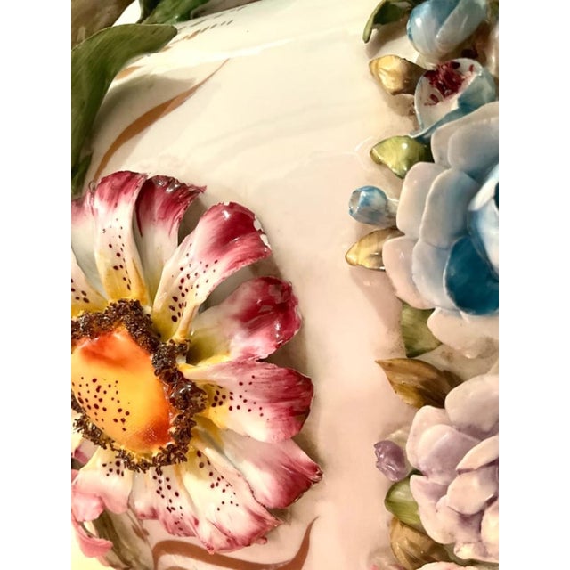 Late 20th Century Pair Monumental Tiche Milano Porcelain Floral Urn Lamps, Italy For Sale - Image 6 of 11