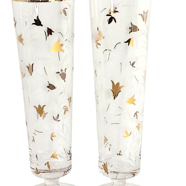 Pottery Barn Gold Scatter Champagne Flutes Set of Two Glasses - A Pair For Sale - Image 9 of 9