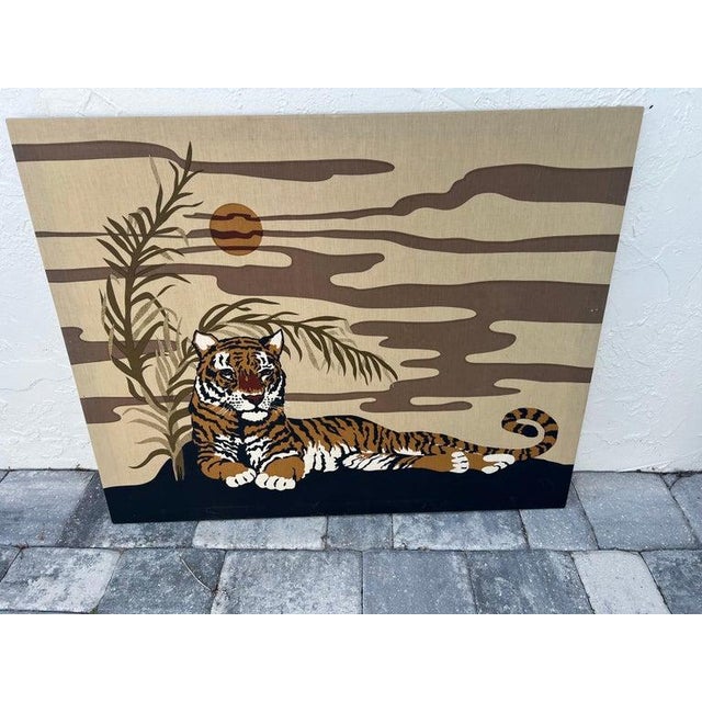 1977 Domus Textiles Hand Printed Tiger Art by Joan Spatrizano For Sale In New York - Image 6 of 18