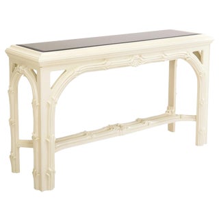 Carved Foliate Mirror Top Console Table For Sale