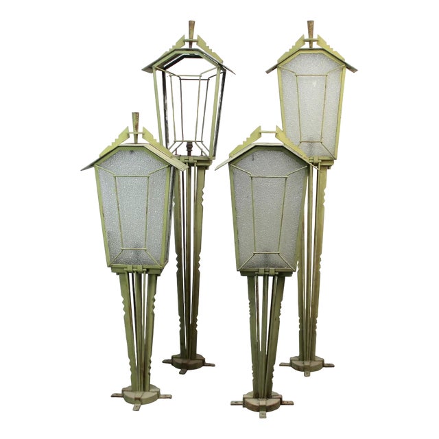 Art Deco Garden Lamp Game, 1930s, Set of 4 For Sale