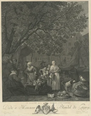 F.A. David after G. Metsu, Vegetable Market in Amsterdam, 1775, Paper