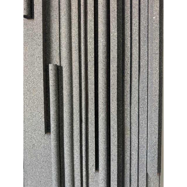 2002 Hank Hecht “Lines of Stone Grey” Mixed Media Geometric Abstract Wall Sculpture/ Sold For Sale In Miami - Image 6 of 11