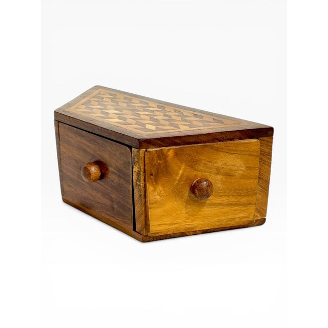 Ralph Lauren Vintage Folk Art Inlaid Spice Box – Mid 20th Century Cabin / Outsider Art For Sale - Image 4 of 14