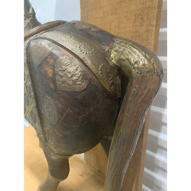 Wood Large Antique Copper & Brass Clad Carved Wooden Horse For Sale - Image 7 of 10