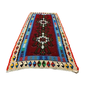 Vintage Turkish Kilim Medium Sized Shabby Wool Rug 192x95 cm
