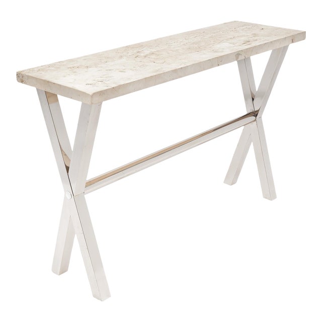French Modernist Marble Console Table For Sale