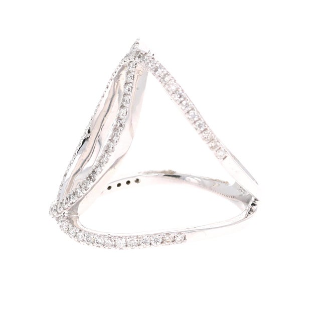 Contemporary 0.60 Carat Round Cut Diamond Cocktail Ring 14 Karat White Gold, Size 6.75 For Sale - Image 3 of 5