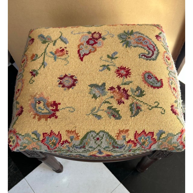 1950s Needlepoint Footstool For Sale - Image 5 of 6