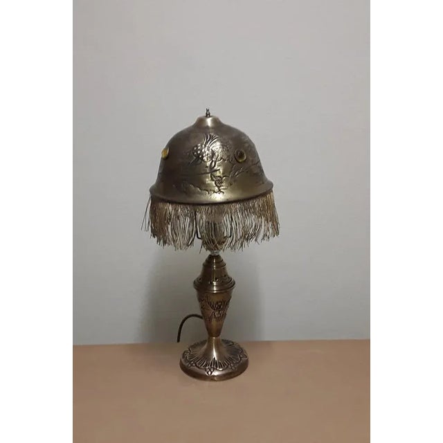 Antique Art Nouveau Table Lamp in Brass & Glass, 1910s For Sale - Image 13 of 13