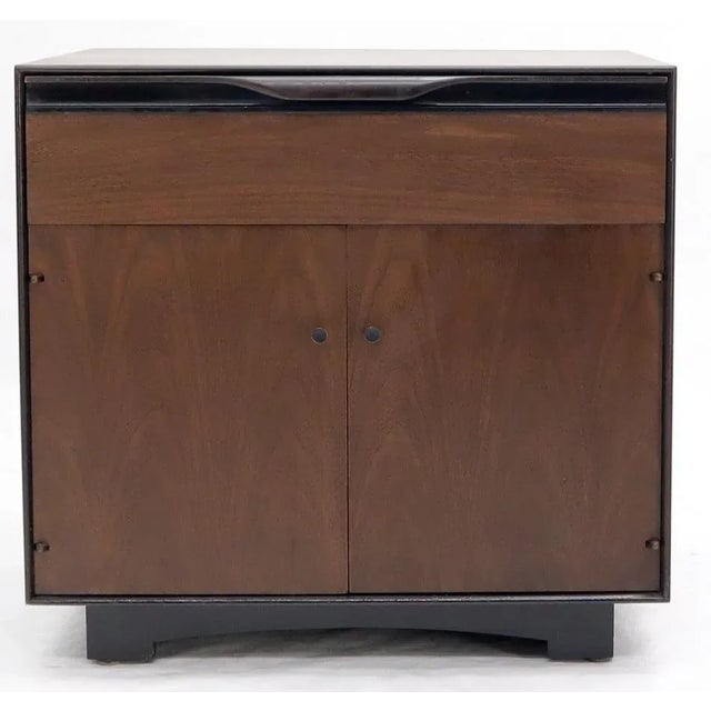 John Stuart John Stuart Walnut One Drawer Two Doors Compartment End Table Nightstand For Sale - Image 4 of 13