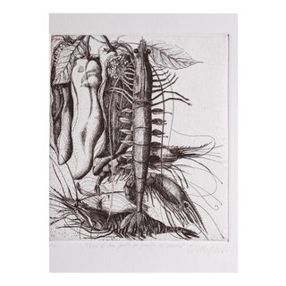 Angela Occhipinti, Yellow Bull Horns with Absinthe Prawns: Author's Proof, 1950, Engraving For Sale