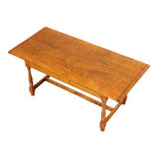 Late 20th Century Oley Valley Early American Style Tiger Maple Coffee Table For Sale