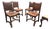 Set of 4 19th-Century English Cromwellian Leather & Oak Dining Chairs For Sale