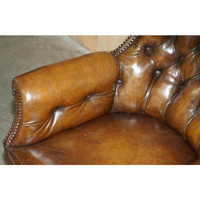 Brown Victorian Rocking Chesterfield Armchair in Leather from Harringtons For Sale - Image 8 of 18