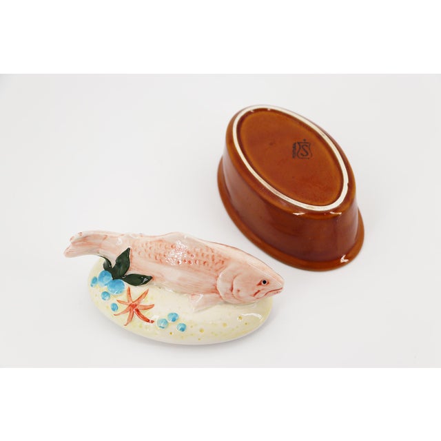 1970s Portuguese Majolica Salmon Pâté Tureen For Sale - Image 9 of 10