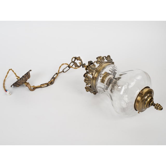 French 1950s French Brass & Glass Bell Jar Lantern For Sale - Image 3 of 9