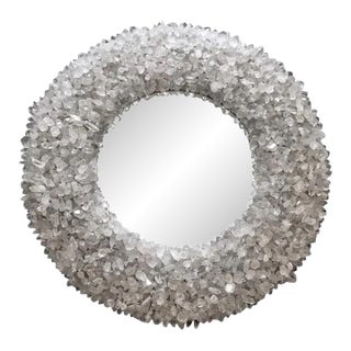 Contemporary Marjorie Skouras Circular Style Quartz Crystal Mirror 18x18 For Sale