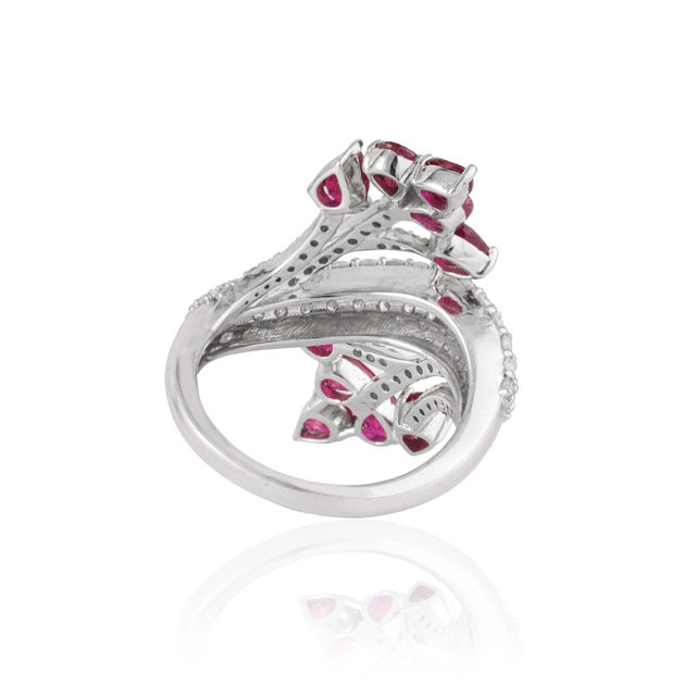 Not Yet Made - Made To Order Art Nouveau Inspired Natural Ruby & Diamond Cocktail Ring for Women, Size 7 For Sale - Image 5 of 15