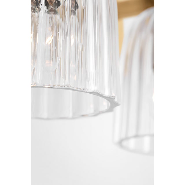 2020s AERIN for Visual Comfort Signature Asalea Triple Vanity Light in Hand-Rubbed Antique Brass with Clear Glass For Sale - Image 5 of 8