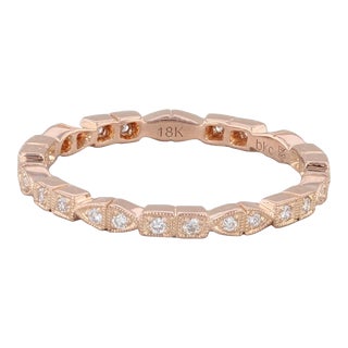 New Diamond Eternity Band 18k Rose Gold Sz 6.5 Wedding Stackable Ring Beverley K For Sale