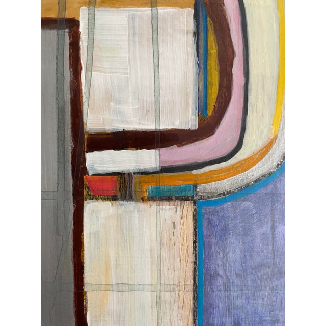 2020s Small Geometric Abstract in Yellow, Acrylic on Board For Sale - Image 5 of 12