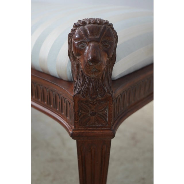 Brown Jeffco Regency Style Lion Head Upholstered Bench For Sale - Image 8 of 12