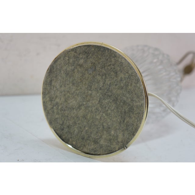 Transparent Mid 20th Century Heyco Brass Cut Crystal Vase Urn Table Lamp W Angel Trumpet Horn Finial 27" For Sale - Image 8 of 12