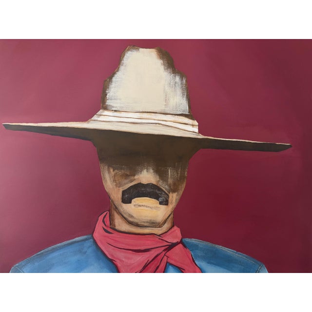 Abstract “Rugged Self” Original Cowboy Portrait Painting, Abstract Large Southwestern Art by JTS For Sale - Image 3 of 9