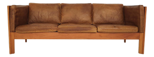 Cognac Leather 2343 Sofa by Børge Mogensen for Fredericia, Denmark, 1960s