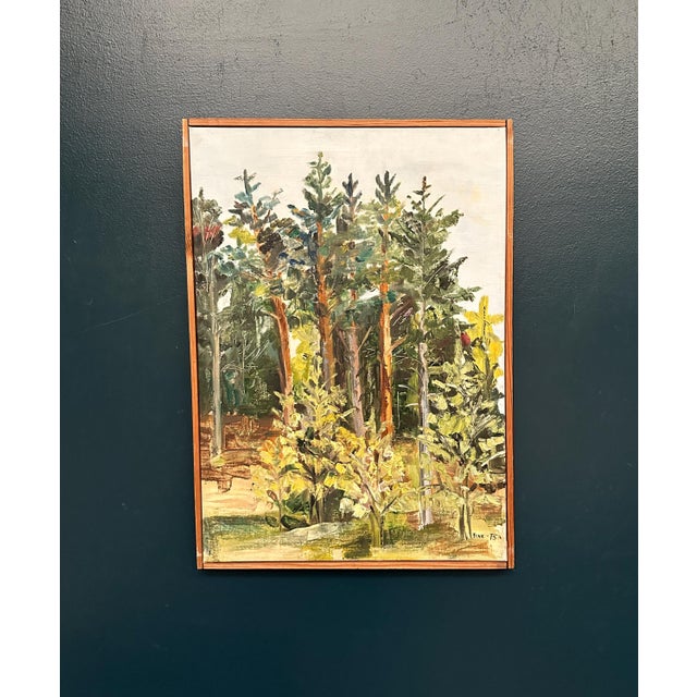 Ann‑cathrine Tine Lundkvist, Forest Landscape, 1975, Oil Painting on Canvas, Framed For Sale - Image 15 of 15