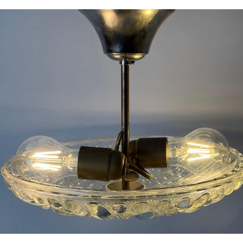 Vintage Swedish Sculptural Glass Ceiling Fixture with Floral Rosette, 1970 For Sale - Image 9 of 18