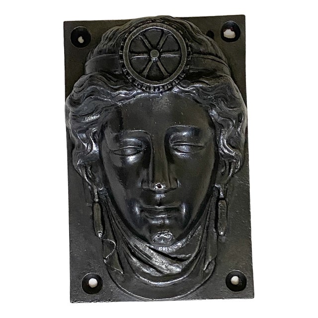 Cast Iron Greek Goddess Icon Wall Sculpture, 1800s For Sale