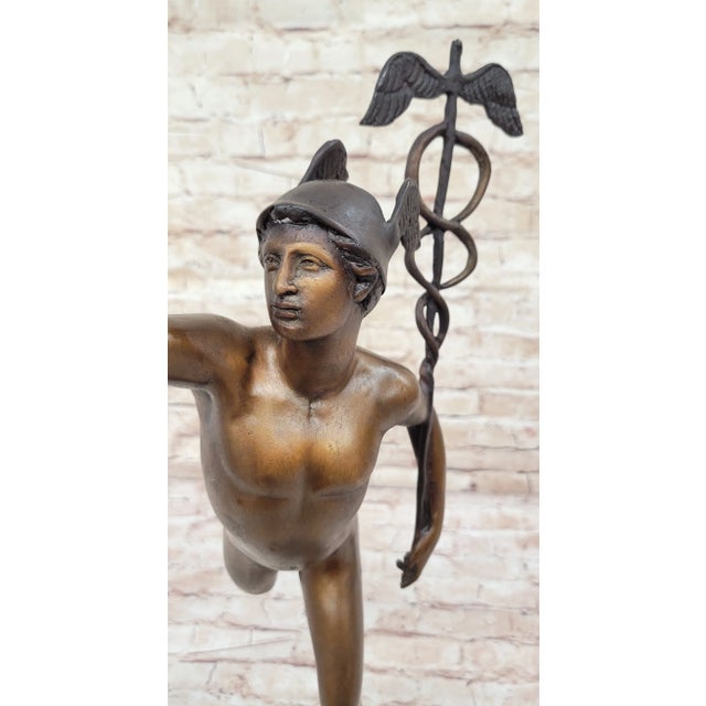 Metal Hand Made Giambologna Flying Mercury Bronze Sculpture by lost wax method For Sale - Image 7 of 10
