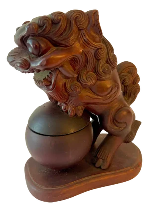 Carved Wood Foo Dog Decorative Cigar, Cigarette or 420 Ashtray